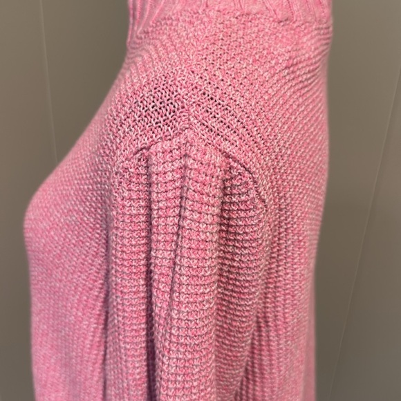 Nic+Zoe heather pink/white (orchid petal) waffle knit mock turtleneck sweater PL - Picture 7 of 9